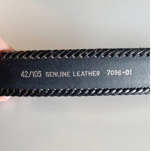 Genuine Black Leather Belt | Concho Buckle | Size 42 - Picture 4 of 7